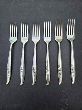 6 Oneida Nobility Plate Magic Moment 7.5" Dinner Forks 1958